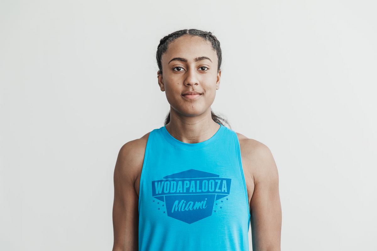 Nobull Wodapalooza High-Neck Women\'s Tank Tops Blue | Australia (SX5941)